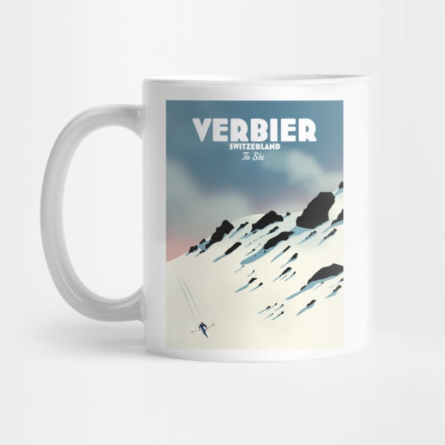 Verbier Switzerland ski travel poster by nickemporium1